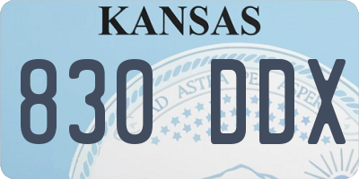 KS license plate 830DDX