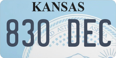KS license plate 830DEC