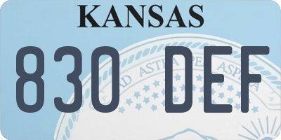 KS license plate 830DEF