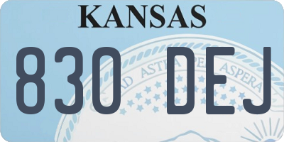 KS license plate 830DEJ
