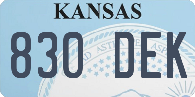 KS license plate 830DEK