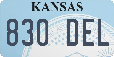 KS license plate 830DEL
