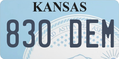KS license plate 830DEM