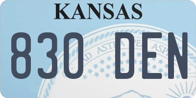 KS license plate 830DEN