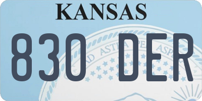 KS license plate 830DER