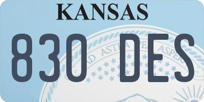 KS license plate 830DES