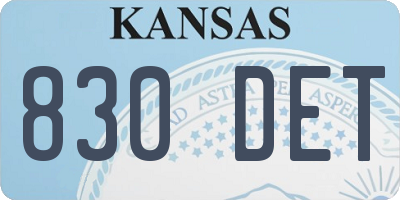 KS license plate 830DET