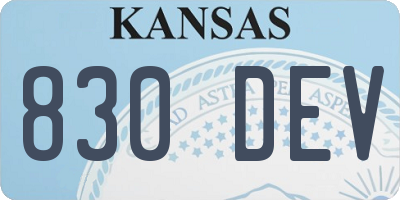 KS license plate 830DEV