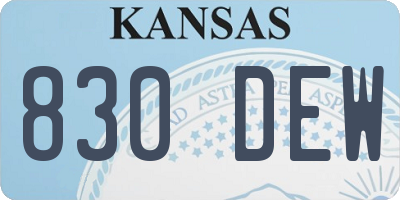 KS license plate 830DEW