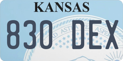 KS license plate 830DEX