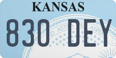 KS license plate 830DEY