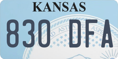 KS license plate 830DFA