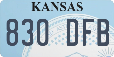 KS license plate 830DFB