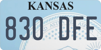 KS license plate 830DFE