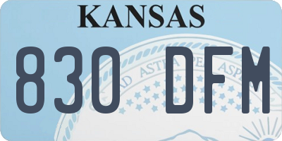 KS license plate 830DFM