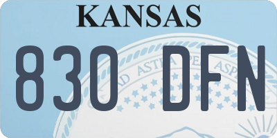KS license plate 830DFN