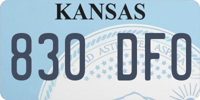 KS license plate 830DFO