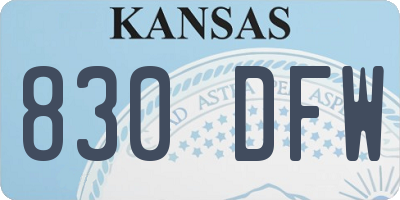 KS license plate 830DFW