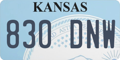 KS license plate 830DNW
