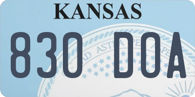 KS license plate 830DOA