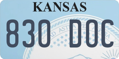 KS license plate 830DOC