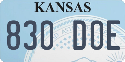 KS license plate 830DOE