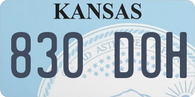 KS license plate 830DOH