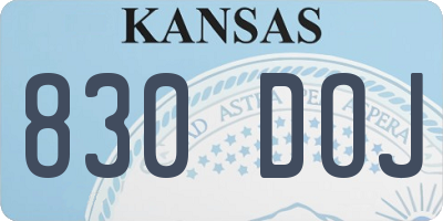 KS license plate 830DOJ