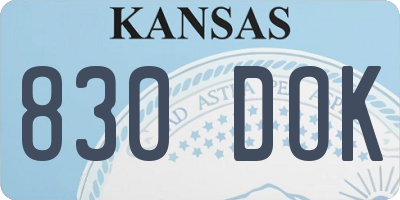 KS license plate 830DOK