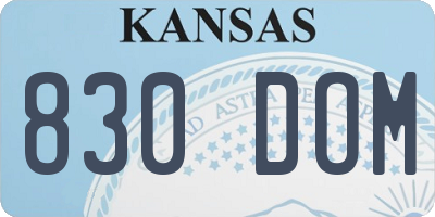 KS license plate 830DOM