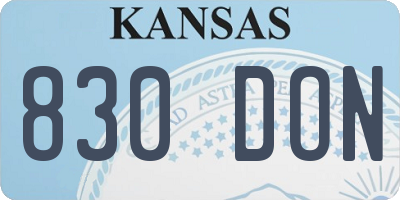 KS license plate 830DON