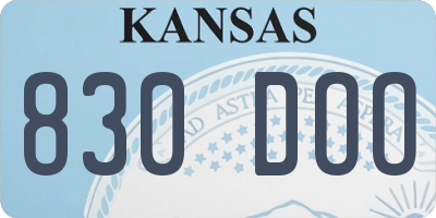 KS license plate 830DOO