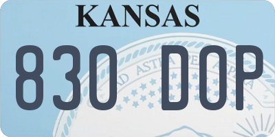 KS license plate 830DOP