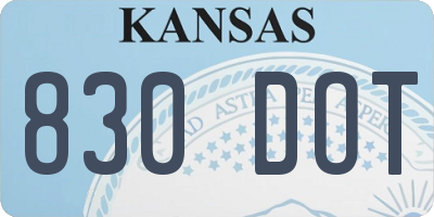 KS license plate 830DOT