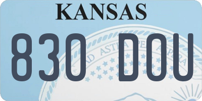 KS license plate 830DOU