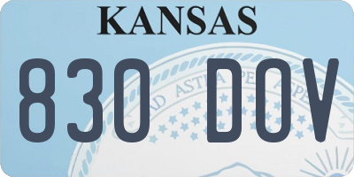 KS license plate 830DOV