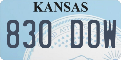 KS license plate 830DOW