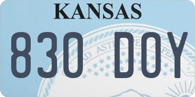KS license plate 830DOY