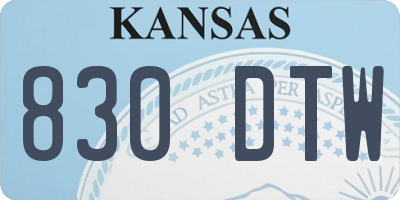 KS license plate 830DTW