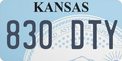 KS license plate 830DTY