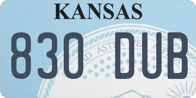 KS license plate 830DUB