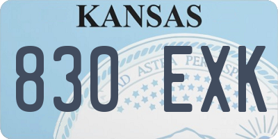KS license plate 830EXK