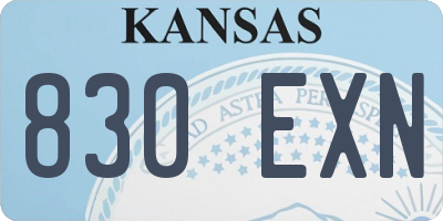 KS license plate 830EXN
