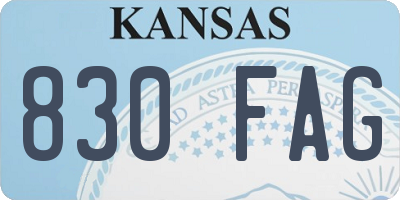 KS license plate 830FAG
