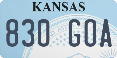KS license plate 830GOA