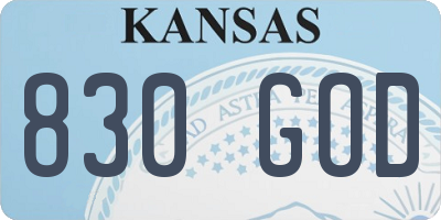 KS license plate 830GOD