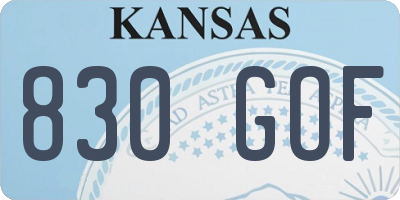KS license plate 830GOF