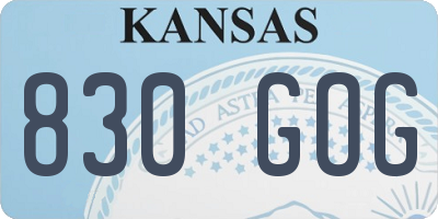 KS license plate 830GOG