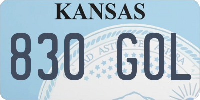 KS license plate 830GOL