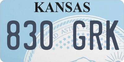 KS license plate 830GRK